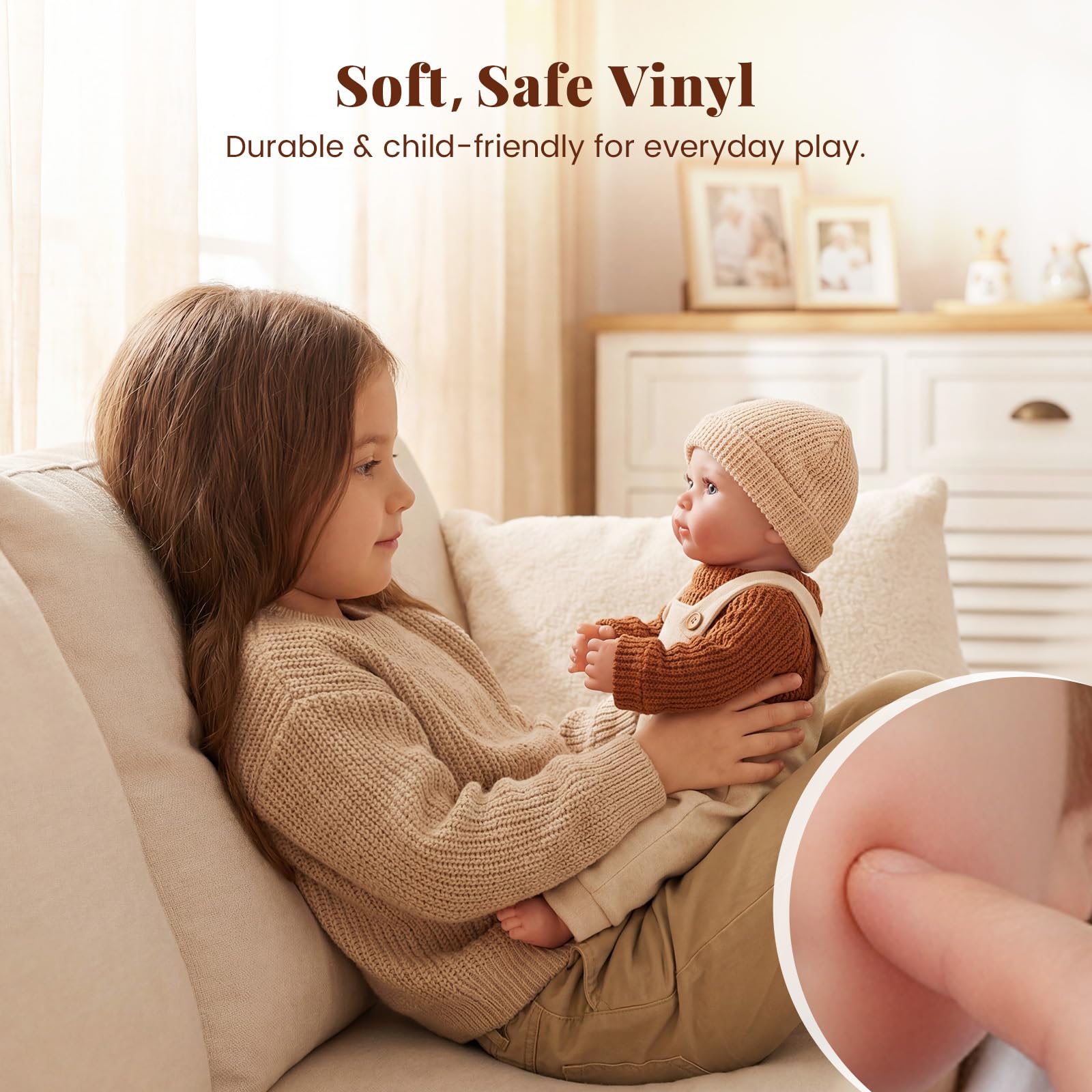 BABESIDE Muñeca de Recién Nacido Realista 50 cm, Figura Articulable con Cuerpo de Tela Suave y Extremidades de Vinilo, Set Completo de Accesorios, Regalo Unisex para Niños y Niñas Desde 3 Años