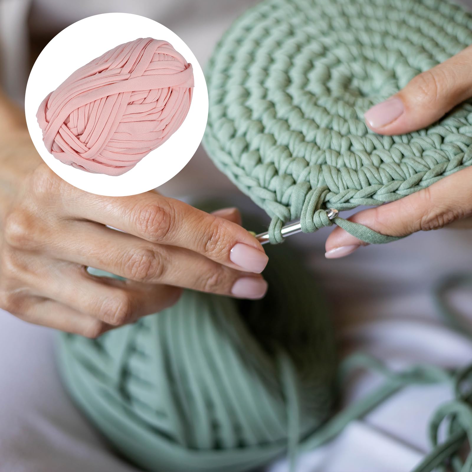 METALLIXITY Yarn Elastic Fabric (400g/14.11oz) 4Pcs, Polyester Crochet Cloth Yarn, for DIY Projects Bag Basket - Image 3