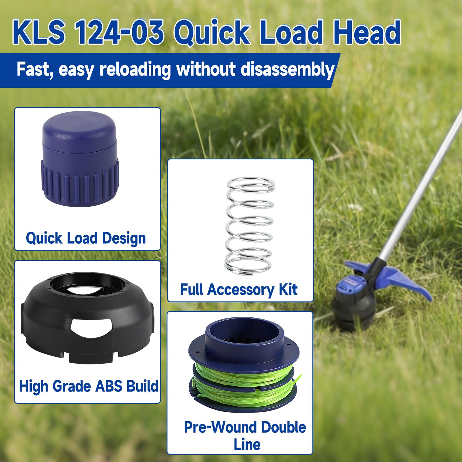 KLS 124-03 - Testina di ricambio per decespugliatori Kobalt 24 V senza fili, pre-avvolto 0,2 cm Dual Line (lunghezza 5,2 m), adatta per KST 2224B-03 KST 2024A-03 KST 4024A-03 KST 1124B-03, parte