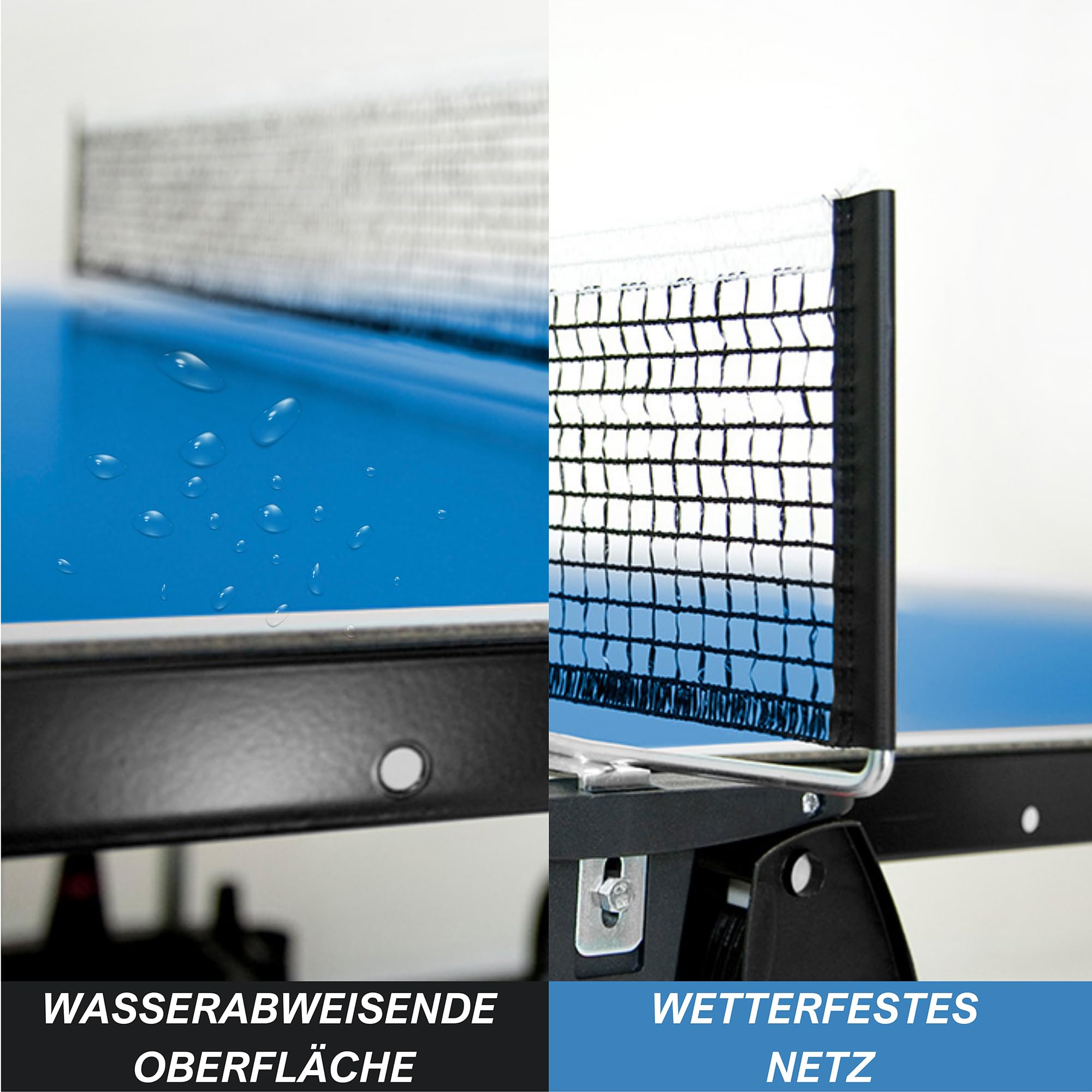 Bandito Profi Tischtennisplatte - Made in Germany, TÜV geprüft, Outdoor & Indoor, Ping Pong Tisch, Turniermaß, klappbar, leicht verstaubar, wasserabweisend, mit Rollen & Netz, 4 mm Melaminharzplatte