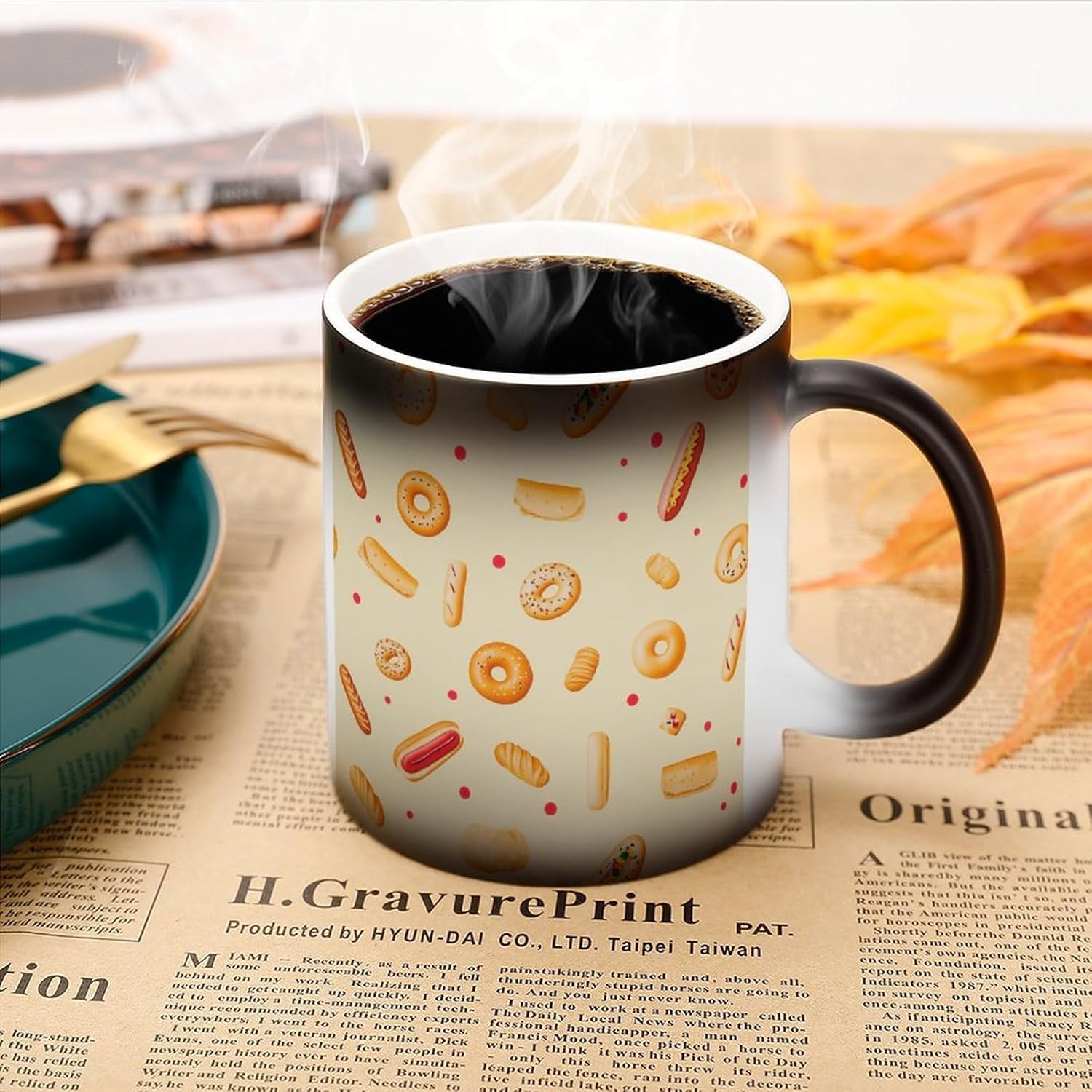 Hot Dog Donuts Funny Color Changing Coffee Mug Ceramic Magic Cup Personalized Discoloration Tea Mugs