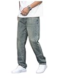 Men's Straight Leg Jeans Baggy Denim Pants Vintage High Waist Loose Trousers
