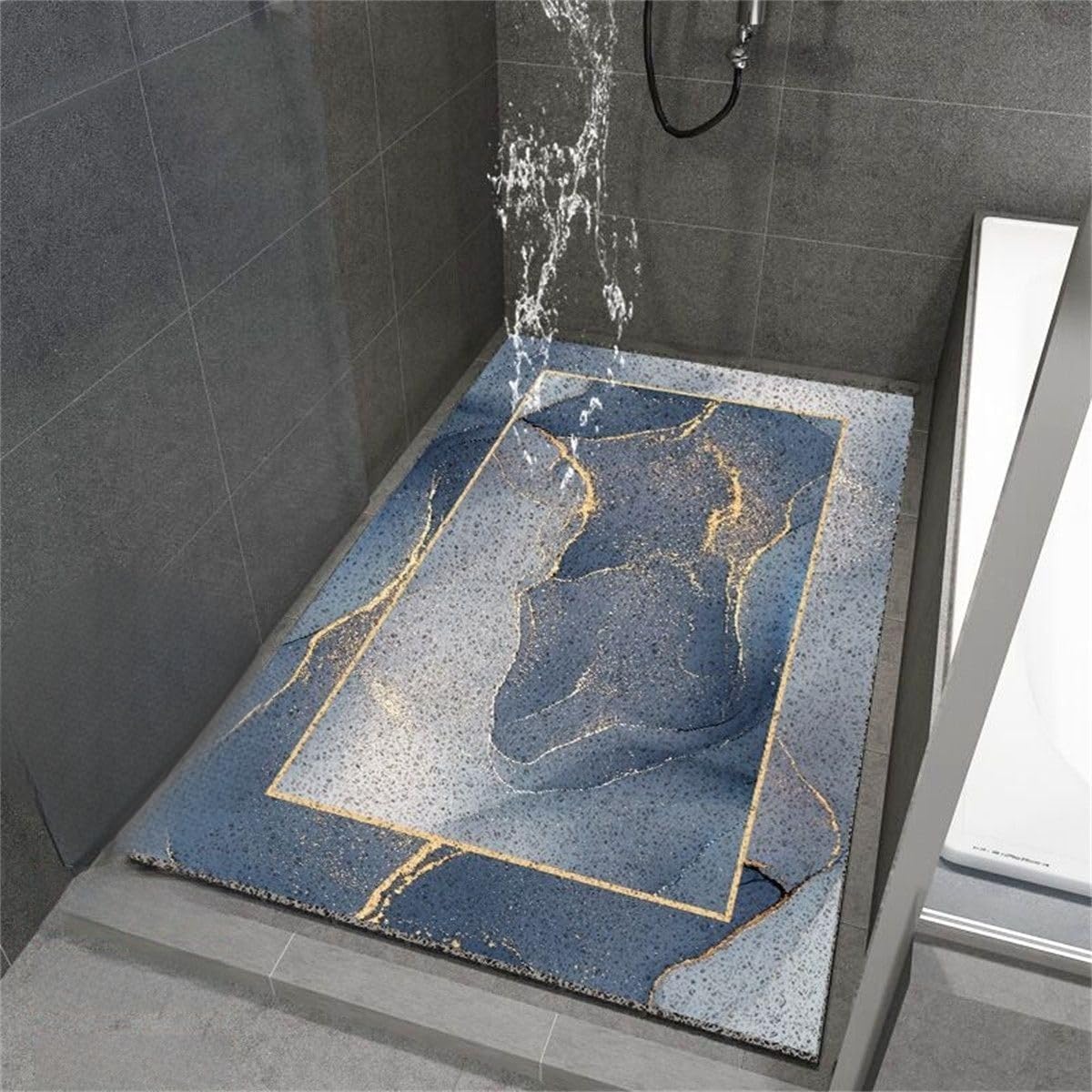 Tappetino Marmorizzato – Gomma & rapido(Gray Blue,80x120cm)