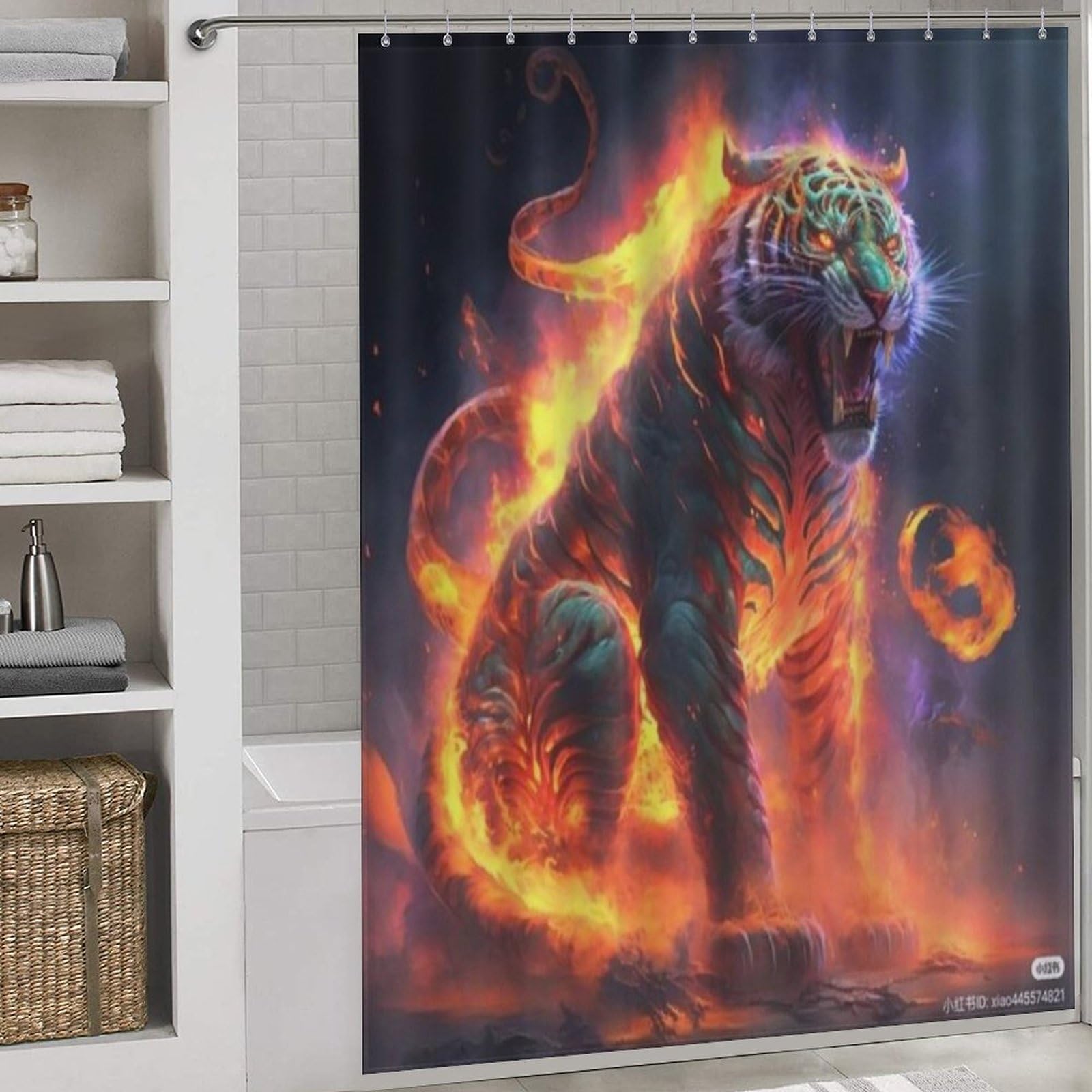 Rideau de douche tigre en textile imperméable haut de gamme 168x183