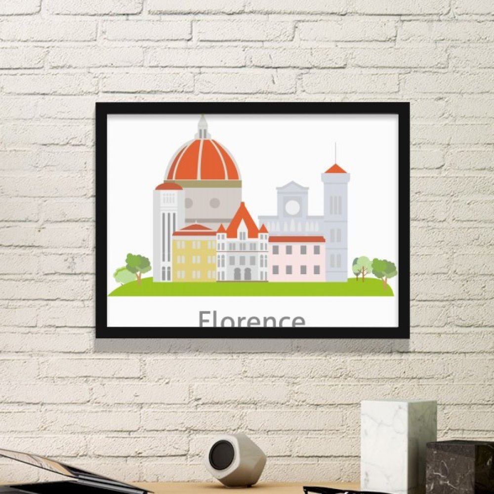 Cadre photo Florence Italie avec illustration de paysage haut-lieu touristique taille medium noir