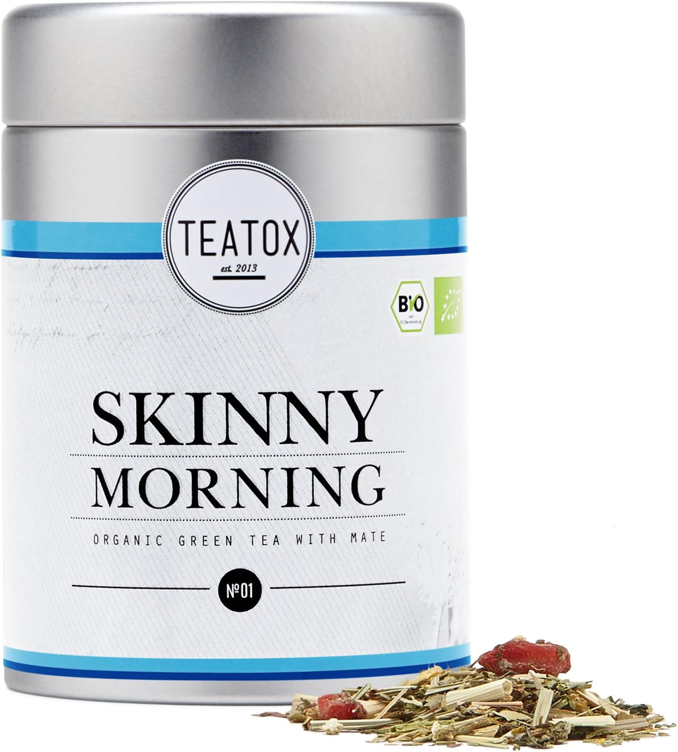 TEATOX Skinny Morning, Organic Green Tea with Mate, Tin Can
