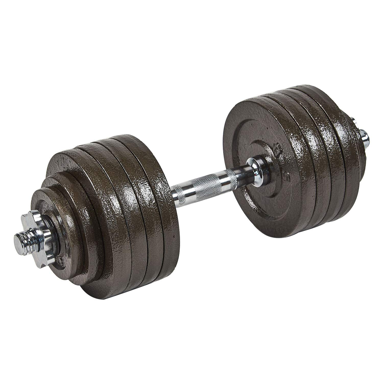 Signature Fitness Contoured Handle Cast Iron Adjustable Dumbbell Weight Set,Gray