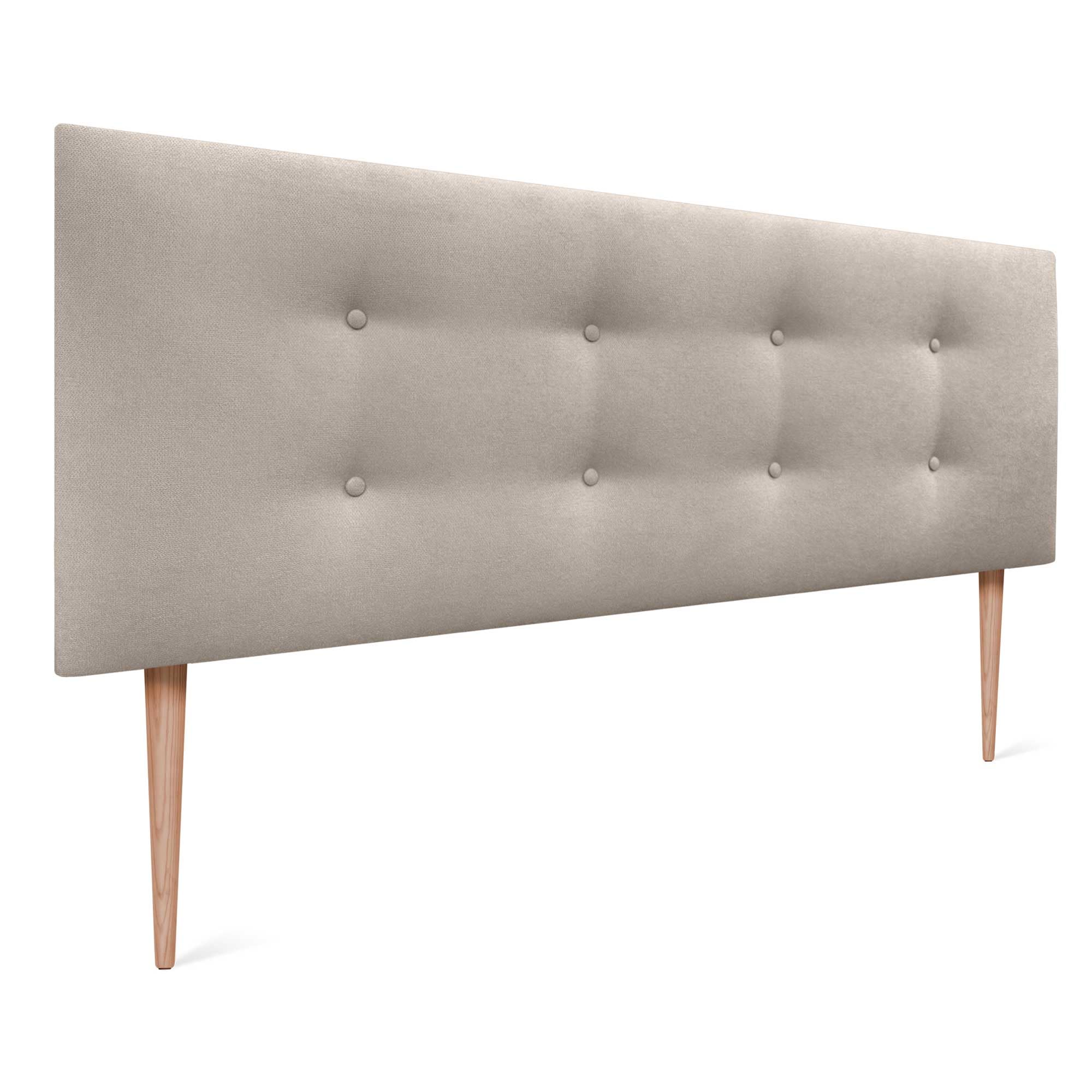 DHOME Cabecero de Polipiel o Tela AQUALINE Pro con 2 Hileras de Botones y Patas Cabezal Tapizado Cama Lujo (Tela Beige, 145x105cm (Camas 120/135/140))