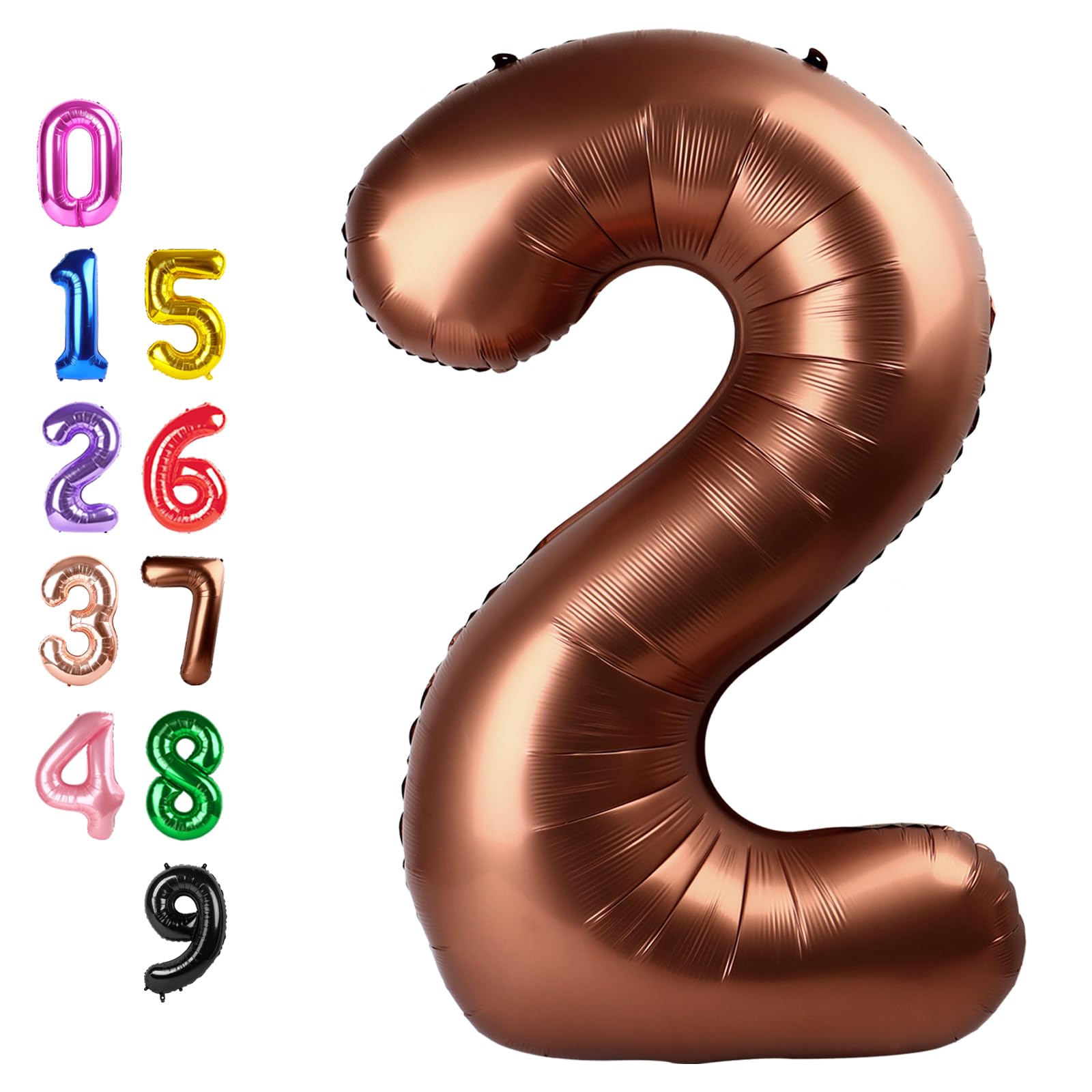 2 Balloon 40 inch Coffee Number Balloons for 2nd Birthday Party Decorations