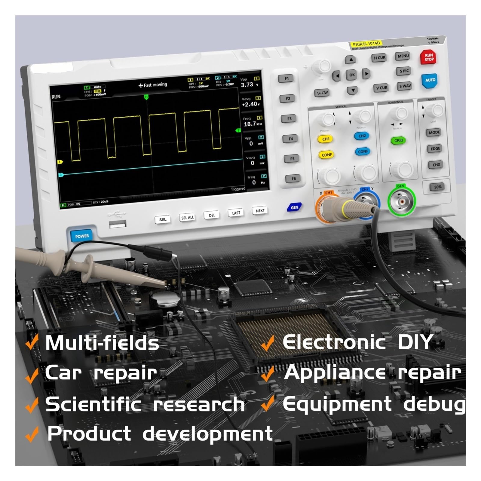 Oscyloskop biurkowy 100MHZ * 2 1GS/s w 1 dwukanałowy oscyloskop cyfrowy 10MHZ Generator sygnału Szybko I DokłAdnie