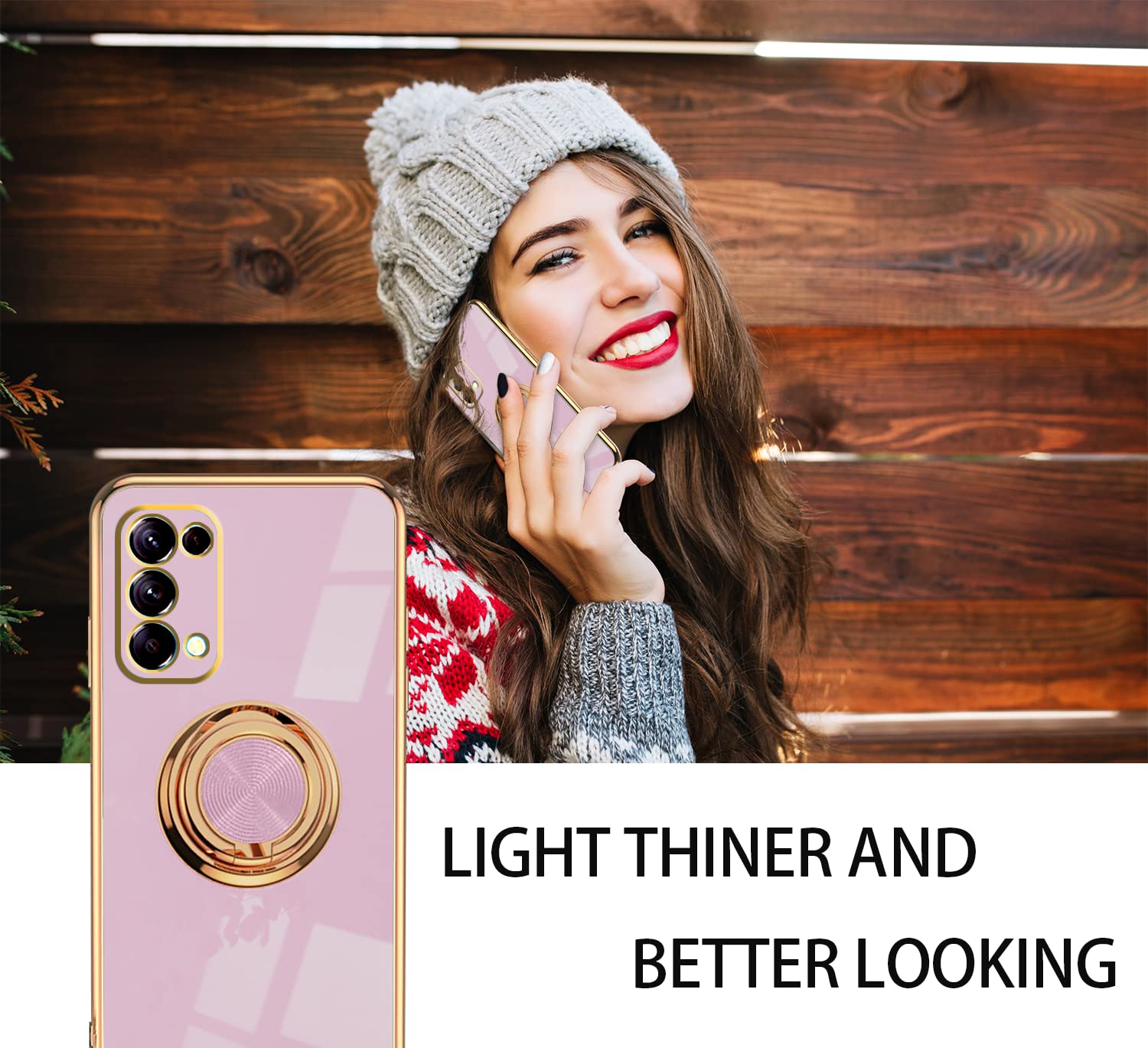 Cover compatibile con Oppo Find X3 Lite in silicone con anello per Oppo Find X3 Lite, antiurto, antigraffio, colore: Viola chiaro, Oppo Find X3 Lite