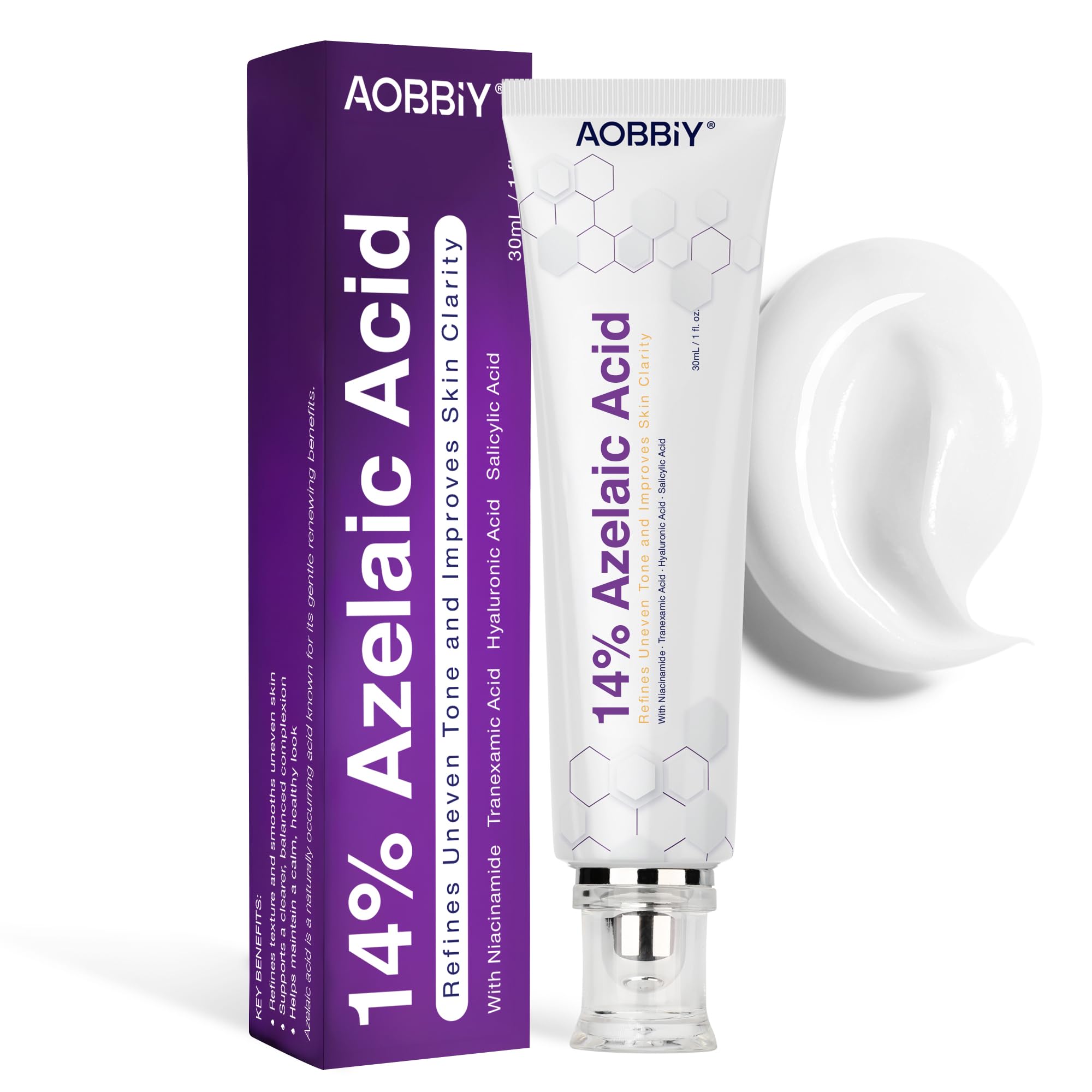 Azelaic Acid Cream for Face: Redness-Soothing Azelaic Acid Facial Cream for Uneven Tone, Blemish-Prone Skin, Pore Care and Skin Clarity Support, 1 oz