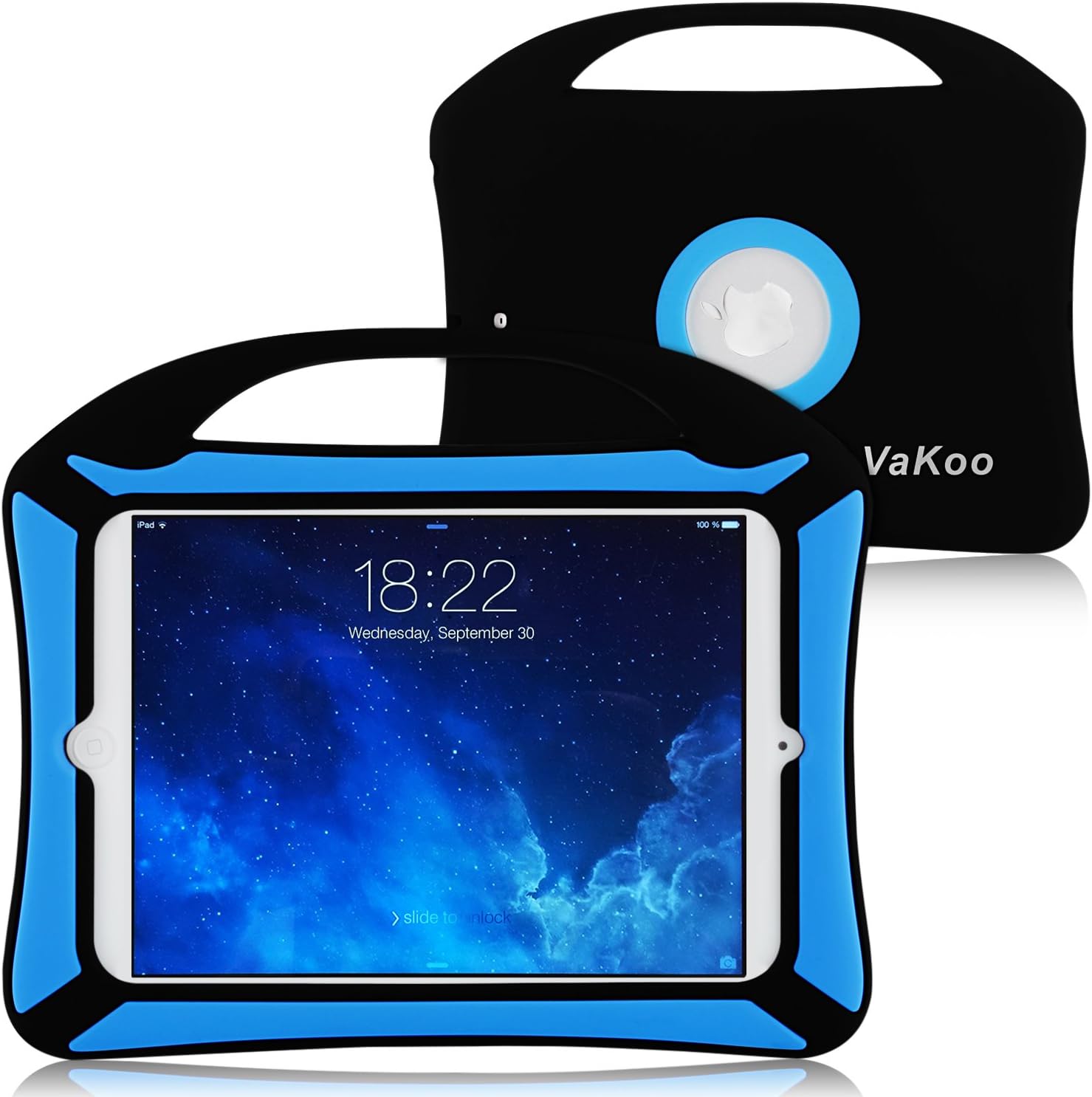 iPad Mini Case, Vakoo iPad Mini 3 2 1 Case Kids Shockproof Silicone Light Weight Handle Case for iPad Mini 3 and iPad Mini Retina Display - Black/Blue