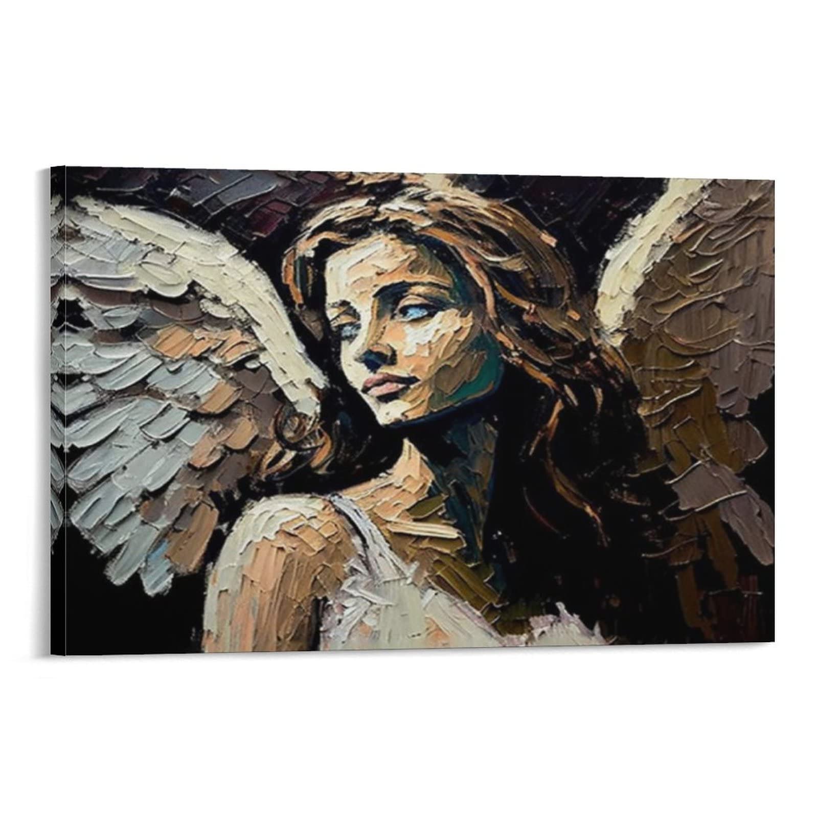 Oil Painting Angel Guardian Poster Girl Angel Wall Art Spirit Gift Wall Art Canvas Print Picture Wall Art Poster for Home Family Decor 12x18inch(30x45cm) Frame-Style