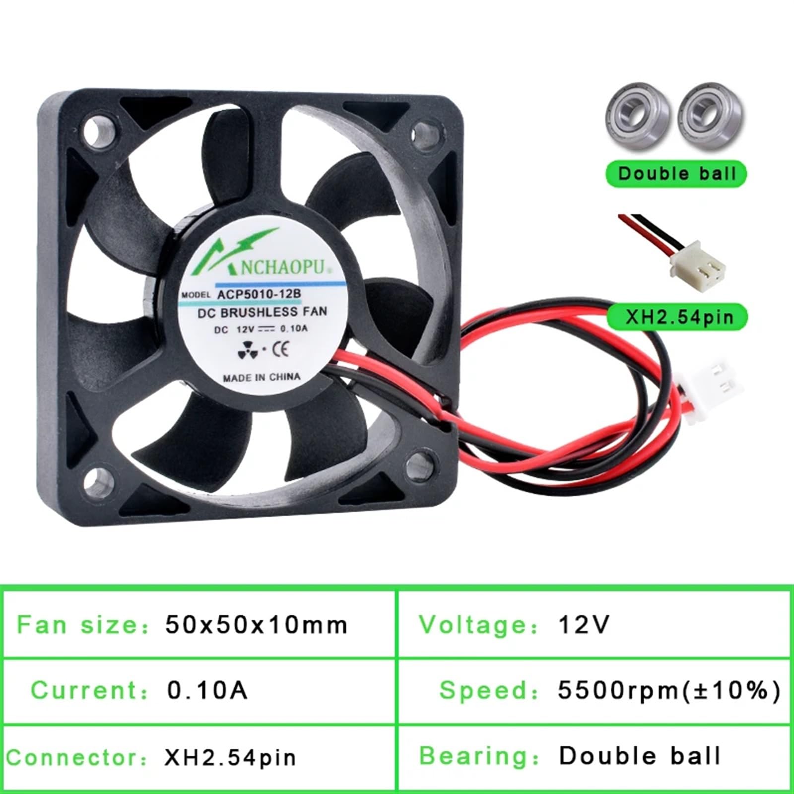 5010 FAN 5cm 50mm X 50mm X 10mm MINI SQUARE BRUSHLESS COOLING FAN 5V 12V 24V DC