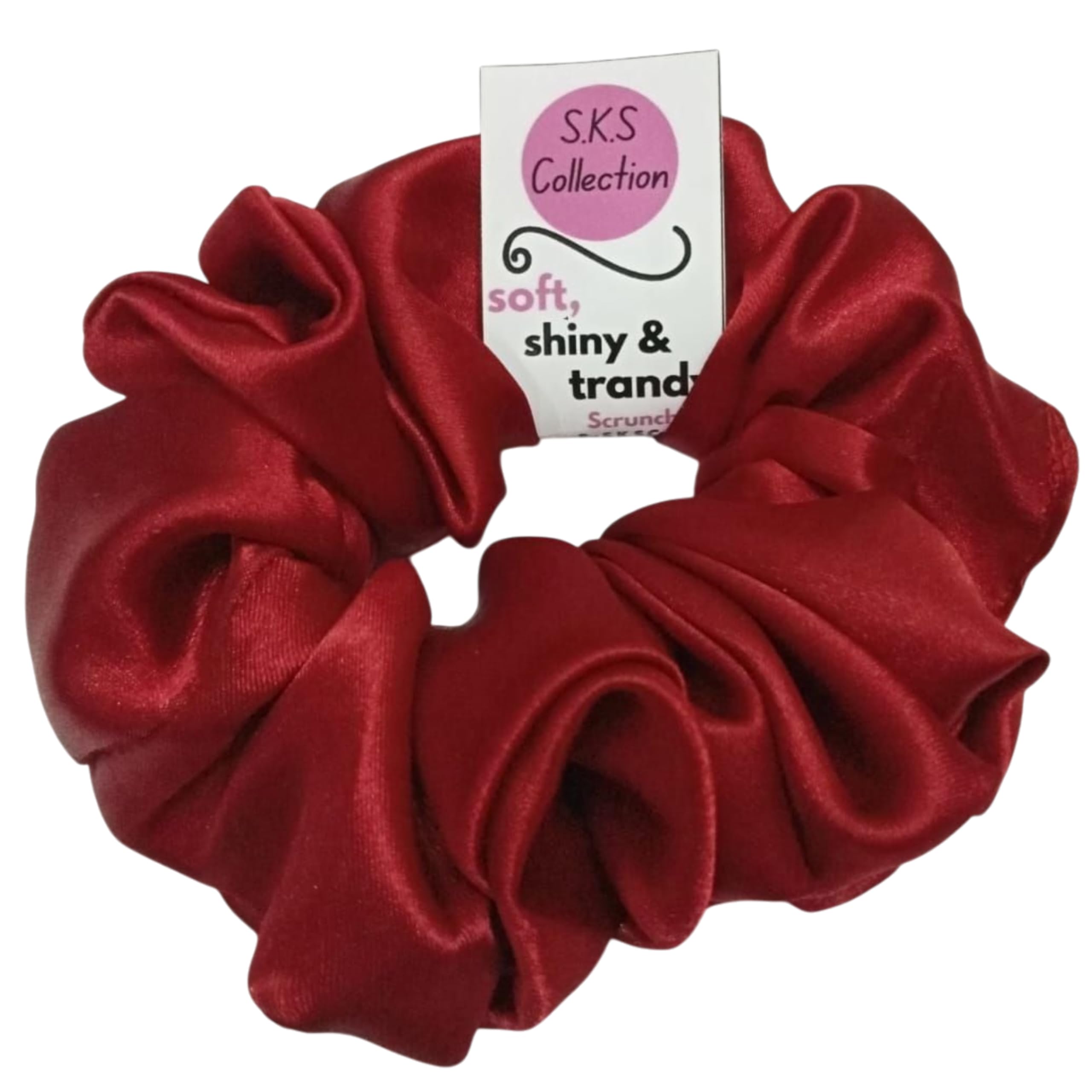 Satin Hair Scrunchies for Women, Large Size, Maroon, Pack of 1-image-3