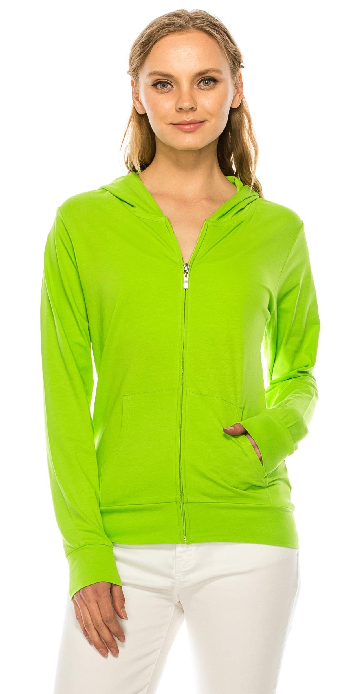 RENESEILLE Women's Hoodie Jacket Sweatshirt - Casual Full Zip Up Long Sleeve Slim Fit Workout Basic Active Hooded Top