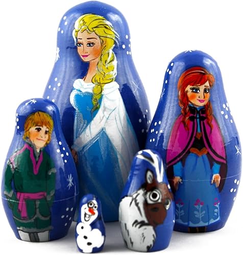 Miniatura 3 de Matryoshka matrioska babuska Russian Nesting Doll Elsa de Frozen Anna Elza Olaf de madera matryoshika Babushka 5Pcs Stacking mano pintura anidadas