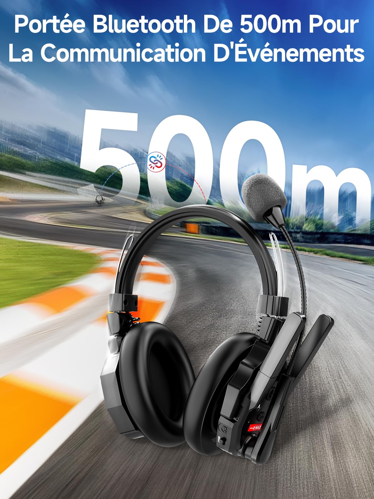 SYNCO XTALK Xmax Casque Intercom sans Fil, Casque Double Oreille Portée 500m Autonomie 24h pour Événements, Télévision, Tournage, Communication d'Équipe 5 PCS