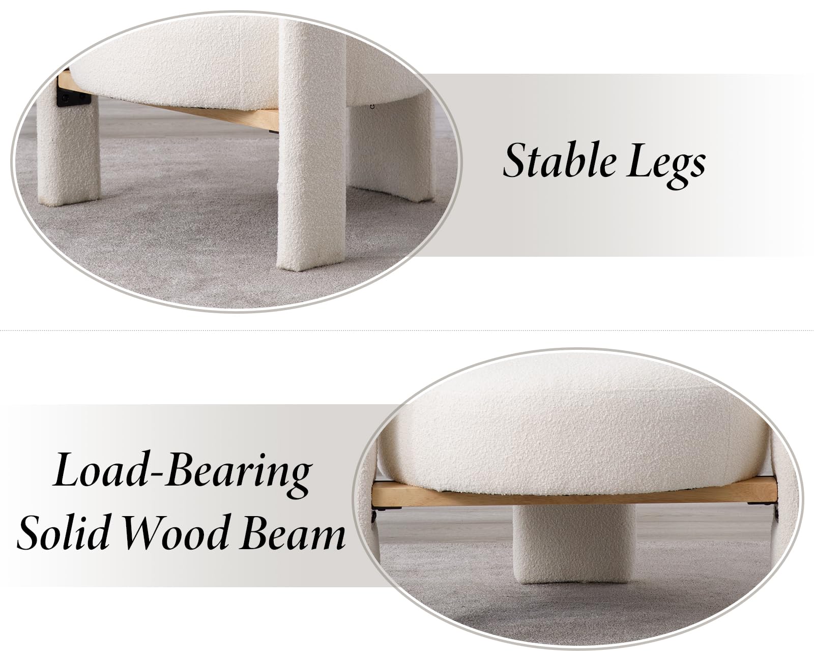 chairus Fauteuil Salon Confortable Chaise Rembourrée en Fausse Fourrure Fauteuil Scandinave Chaise Coiffeuse avec Pied en Bois, Blanc