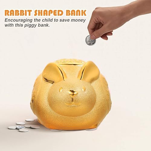 Miniatura 5 de STOBAZA Hucha de conejo del zodiaco para niños y niñas, conejo de año, decoración del hogar, adorable almacenamiento de monedas para dormitorio,