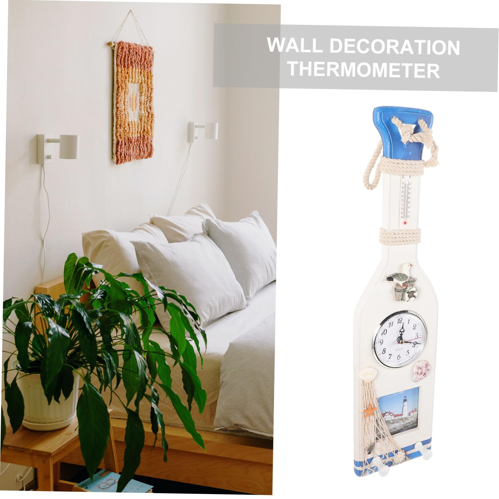 Yardwe Termometro da Muro Decorativo in Legno Stile Nautico Medio | Resina e Legno, Finitura Liscia senza Bave, per Finestra o Occasione a Tema Marino