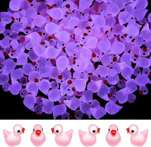 Tarpop 150 piezas de pequeños patos luminosos de resina, mini patos en miniatura, micro casa de muñecas, accesorios de pato, adornos de decoración