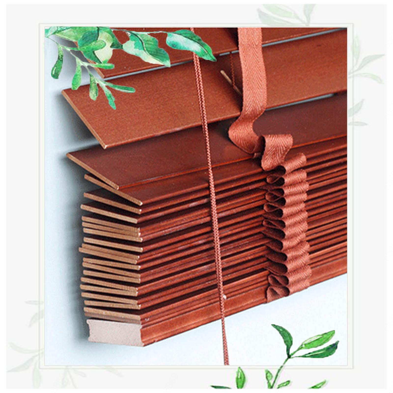 Wooden Blinds for Windows, Horizontal Venetian Blinds, Brown Window Shades, Natural Solid Wood Venetian Blinds, with 50mm/2in Slats,WxH-70x80cm/28 * 31in