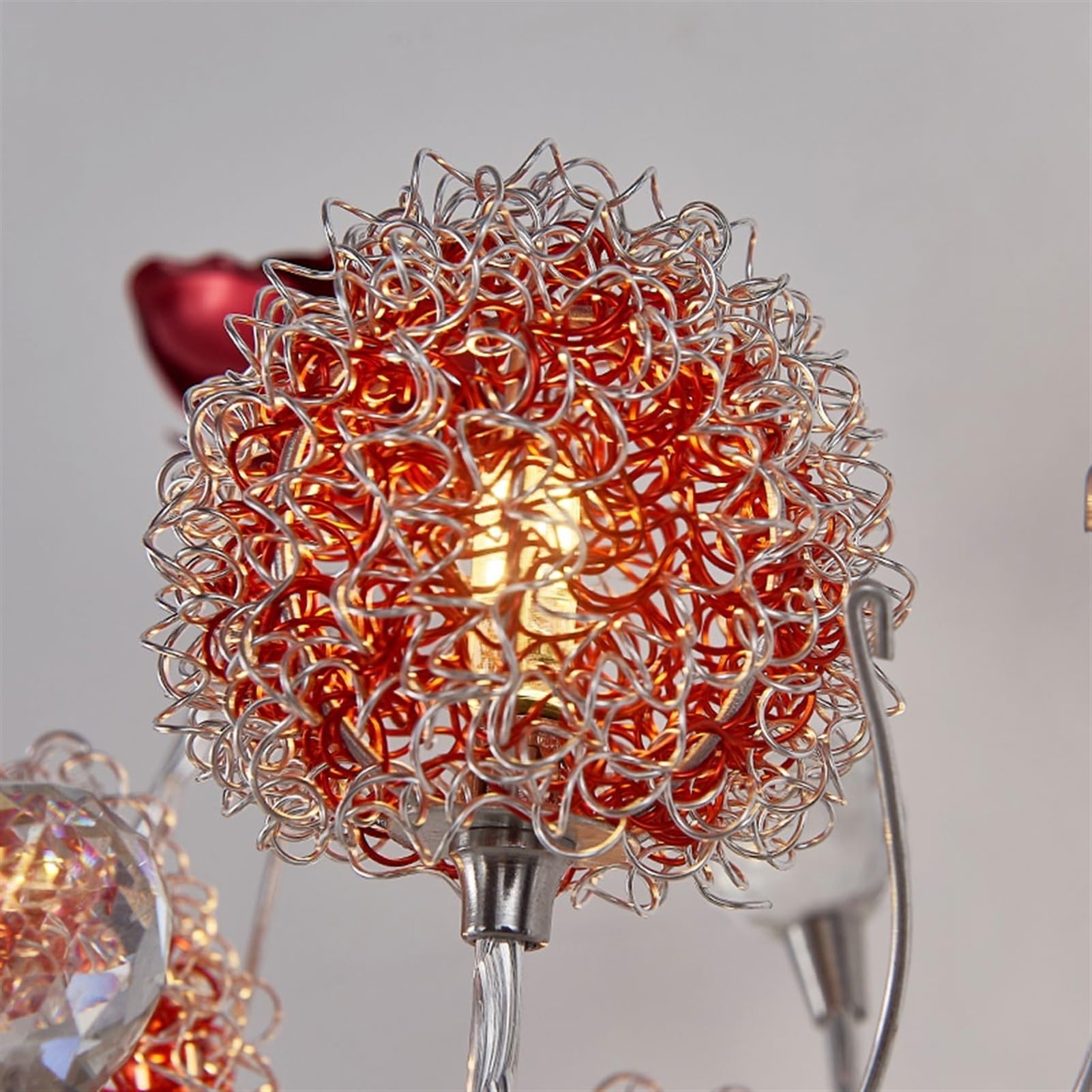 Lampade da Comodino Lampada da tavolo decorativa in vaso di metallo con fiori e sfera di cristallo Lampada da comodino for camera da letto Lampada da tavolo decorativa for camera da letto soggiorno, a