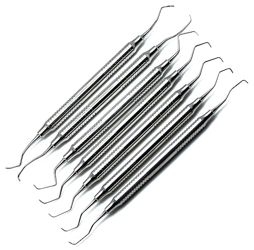 Miniatura 2 de New Premium INSTRUMENTS Gracey Curettes 12-1314 - Juego de 7 instrumentos de doble punta con mango hueco