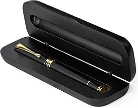 Wordsworth and Black Rollerball Pen - Stunning Luxury Bamboo Black Wood Pen Gold Finish, Refillable, Best Gift for Men & Women, Ink Refill