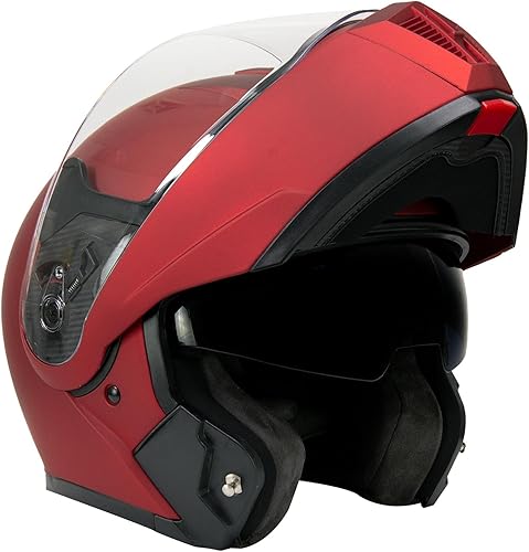 Milwaukee Helmets MPH9827DOT Cypher - Casco modular de motocicleta avanzado rojo plano con visera abatible, talla XXL