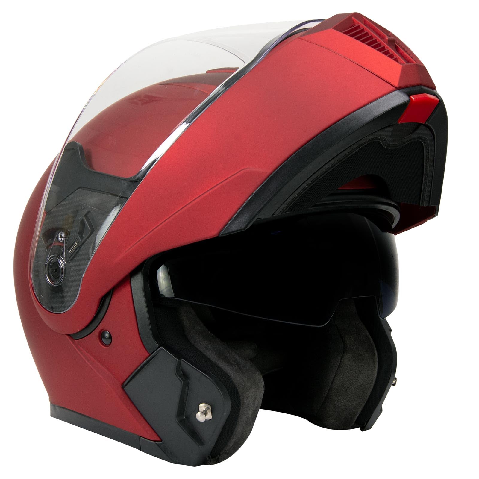 Milwaukee Helmets MPH9827DOT Cypher Flat Red Advanced Motorcycle Modular Helmet w/Drop Down Visor - X-Large