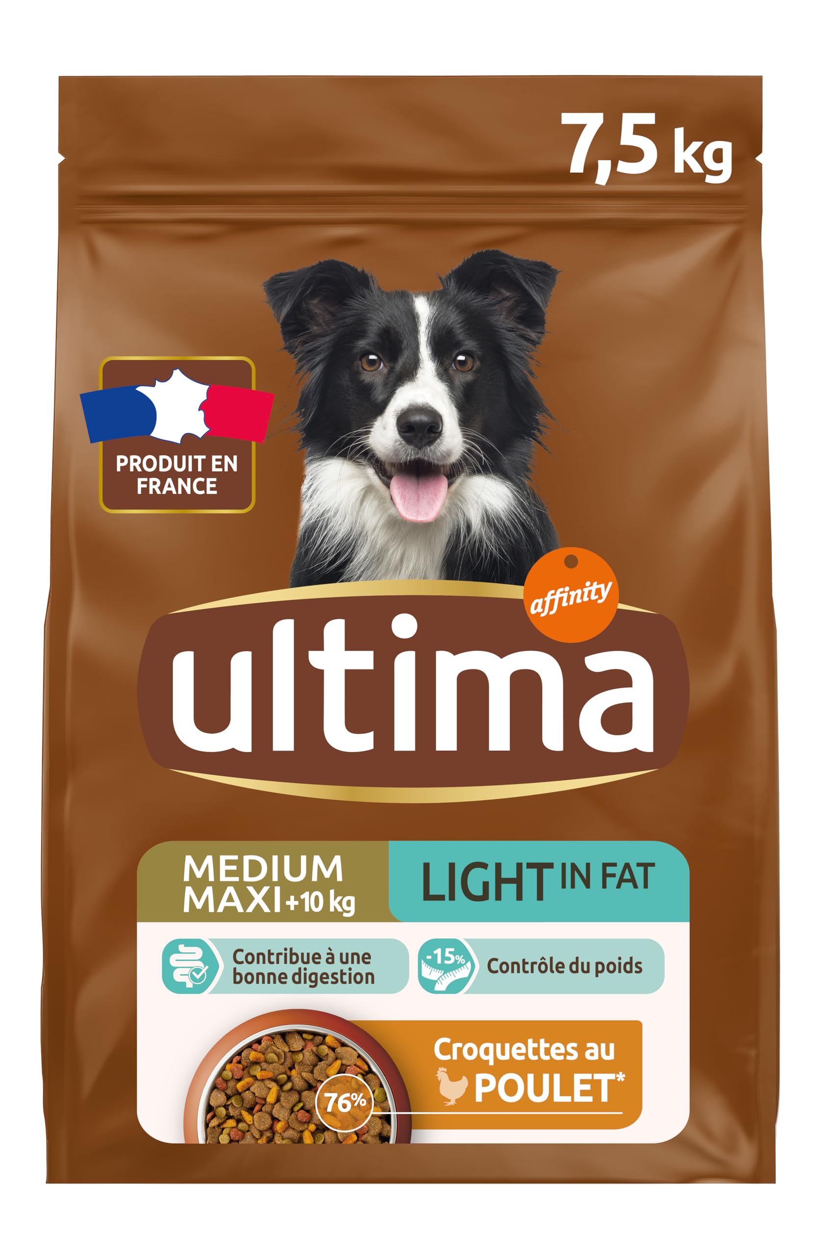 Ultima Croquettes pour Chien Medium-Maxi Light Poulet Riz, 7.5 kg (Lot de 2)