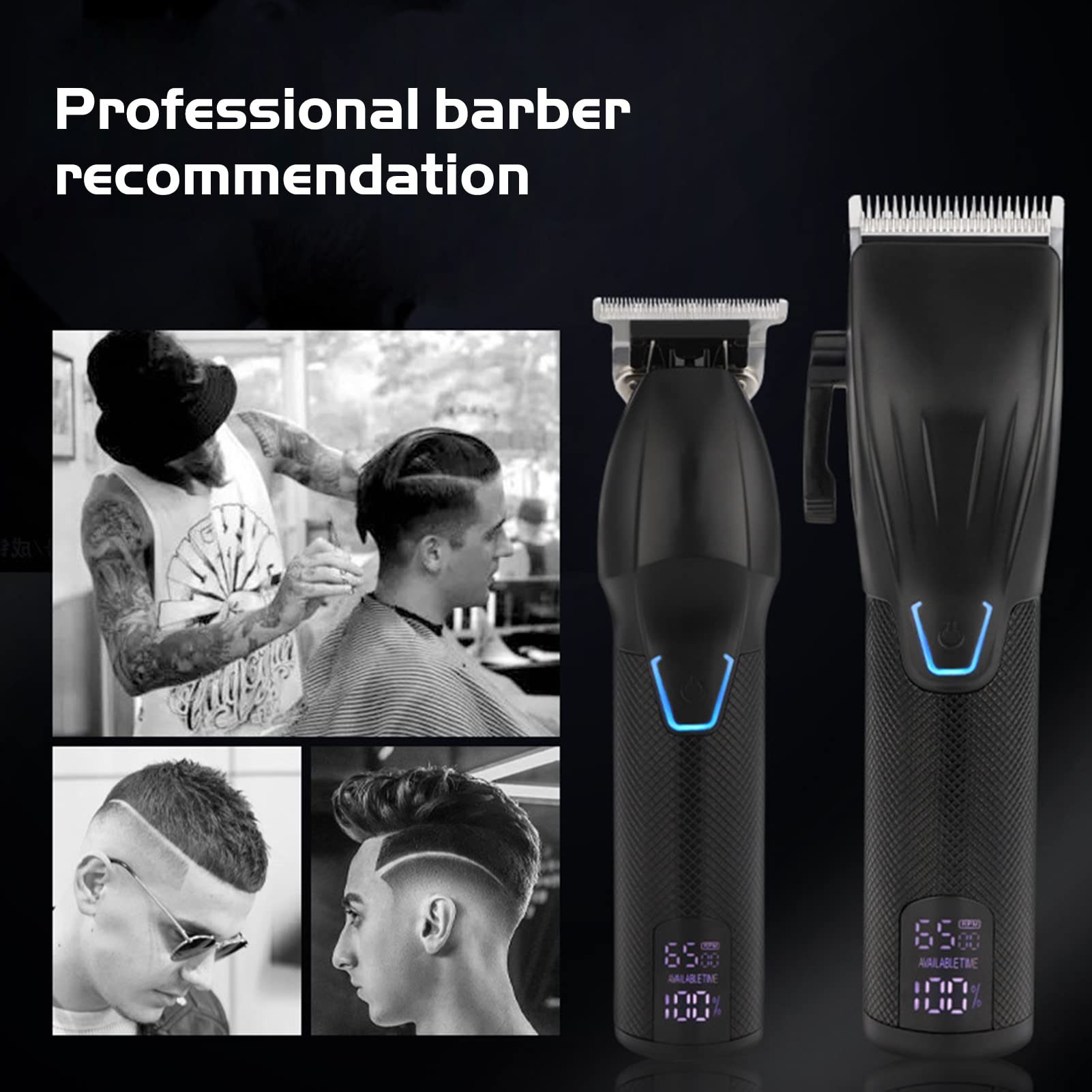 Cortapelos profesional para hombres, pantalla inteligente, 150 minutos de tiempo de funcionamiento, velocidad ajustable, motor fuerte, bajo ruido