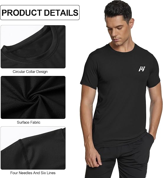 MEETWEE T-Shirt de Sport Homme, Baselayer Manches Courtes Maillot Running Tee Shirt Vetement de Fitness Gym Pack de 1/2/3 pièces - 3