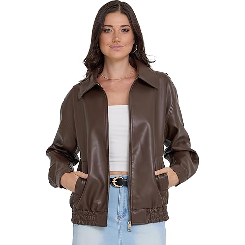 Steve Madden Leather Jacket Women – Faux Leather Oversized Bomber Jacket Women, Plus Size Motorcycle Jackets