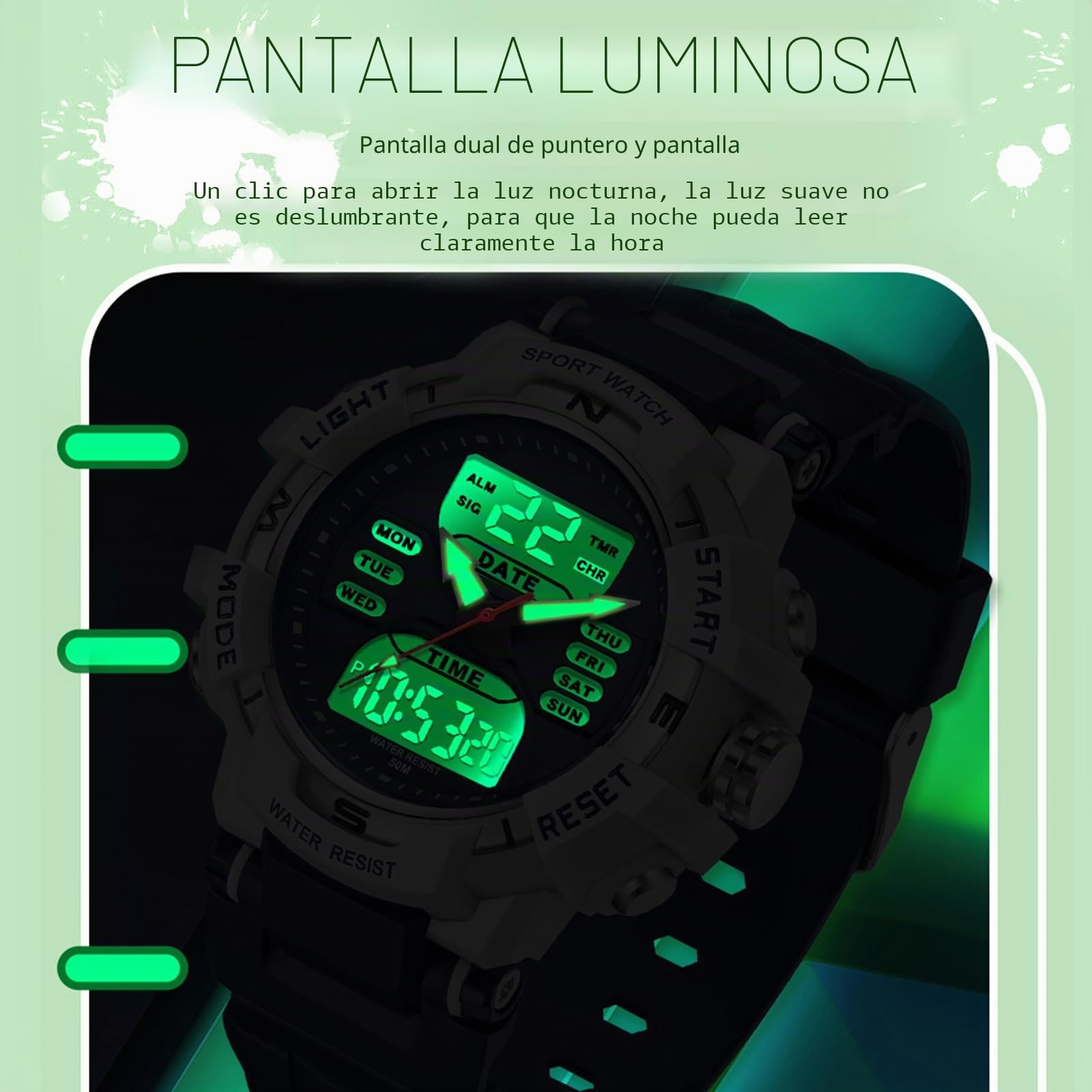 Reloj de pulsera digital para niños, reloj digital para mujer, resistente al agua, 5 ATM, reloj para niños y niñas, con despertador, calendario, customización, LED, cronómetro, 12/24 h, analógico,