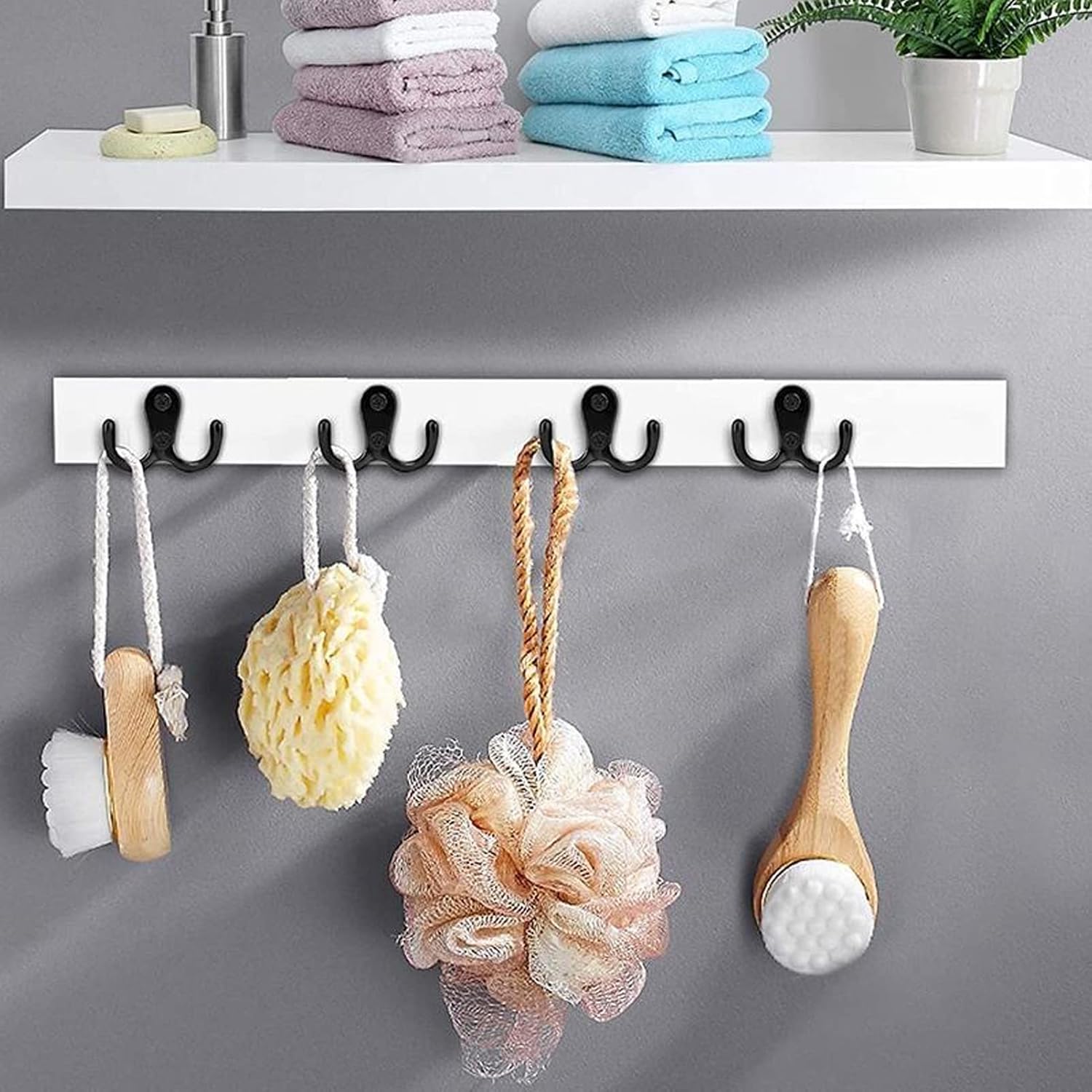 6 Pcs Double Prong Robe Hooks, Dual Coat Hooks Wall Mounted Hanging Clothes for Bathroom Bedroom Door Wall Retro Metal Cloth Hanger Double Coat Hooks with 12 Screws