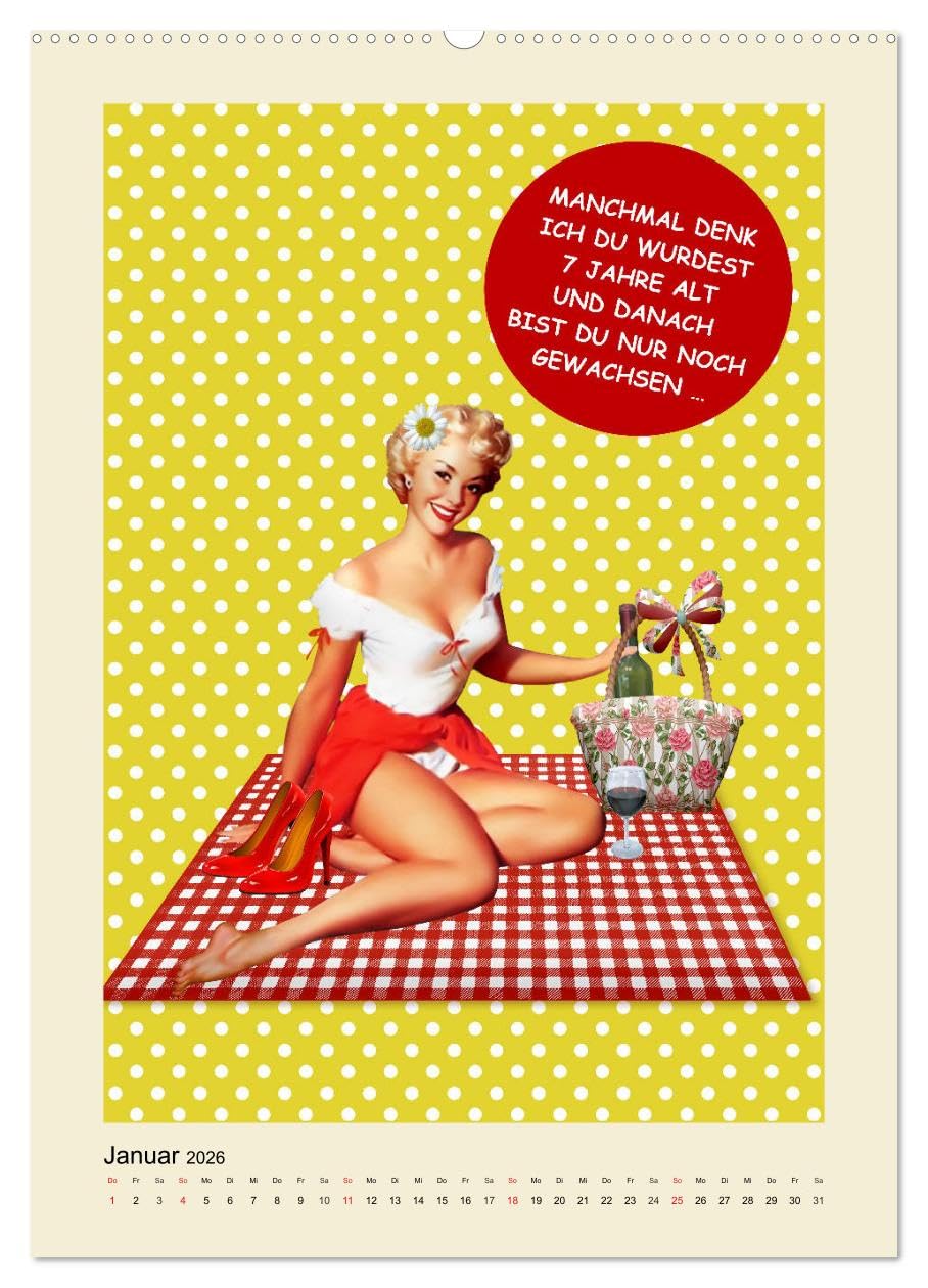 Loses Mundwerk im Pin-up Stil. Lustige Sprüche von Frau zu Mann (hochwertiger Premium Wandkalender 2026 DIN A2 hoch), Kunstdruck in Hochglanz: ... mal die Wahrheit vertragen (CALVENDO Spass)