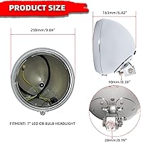 Vista 4 de FATECIM Faro delantero redondo de 7 pulgadas para motocicleta, carcasa de cubo de faro de 7 pulgadas, cubierta protectora de carcasa de faro LED