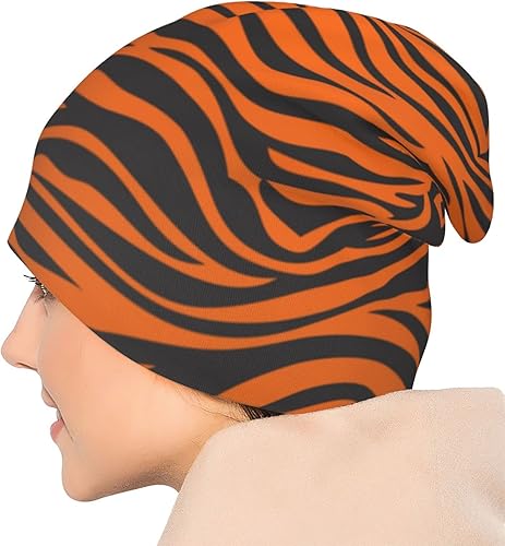 Miniatura 5 de Gorro de punto de invierno con rayas de tigre para hombre suave y cálido gorro de punto para mujer color negro Negro -