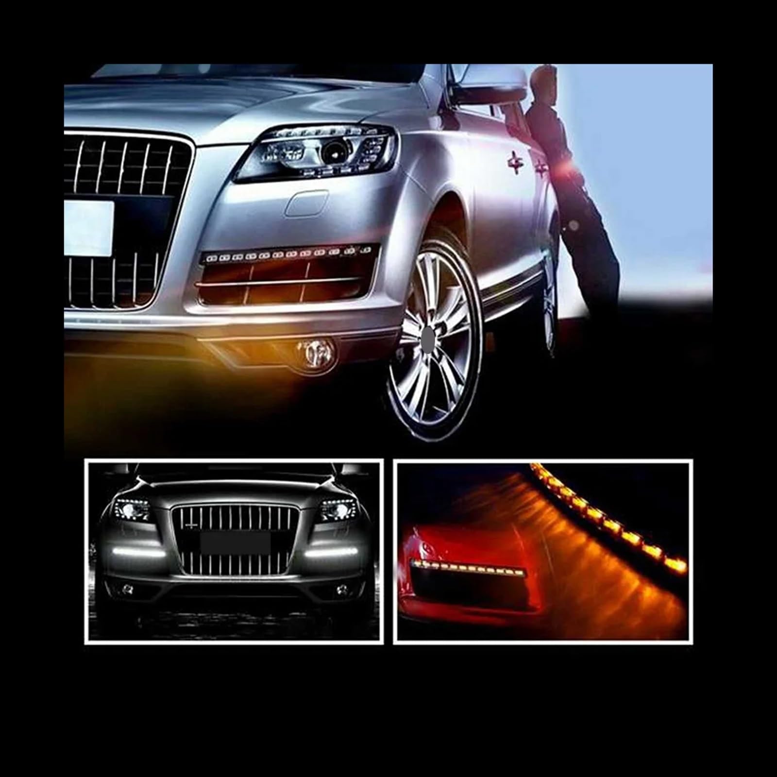 Luz Indicadora Giro para para Q7 2005 2006 2007 2008 2009 Luces Diurnas LED DRL Circulación Diurna Luces Señal De Giro Accesorios para Automóvil Señal Giro Coche