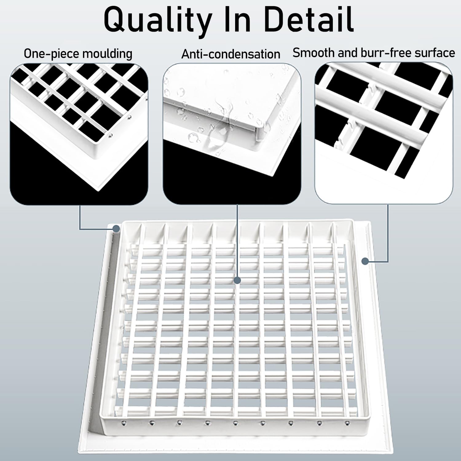 Cubierta de Ventilación de Aire Con Persiana de Doble Capa Para Pared o Techo, Rejilla de Salidas de Aire 8'' X 8'' - 4", Pared Lateral Y Techo, Difusor Cubierta Conducto Ventilación HVAC, Blanco