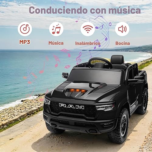 Miniatura 6 de Ram 1500 con Licencia - Juguetes de Montar para Niños de 4-8 años, Carro Eléctrico para Niños con Control Remoto, Alimentado por Batería con Llave