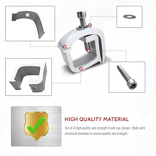 Miniatura 3 de Bastidor AA de 800 libras.; 2 barras de portaequipaje para camionera, color blanco mate con complementos, Metal