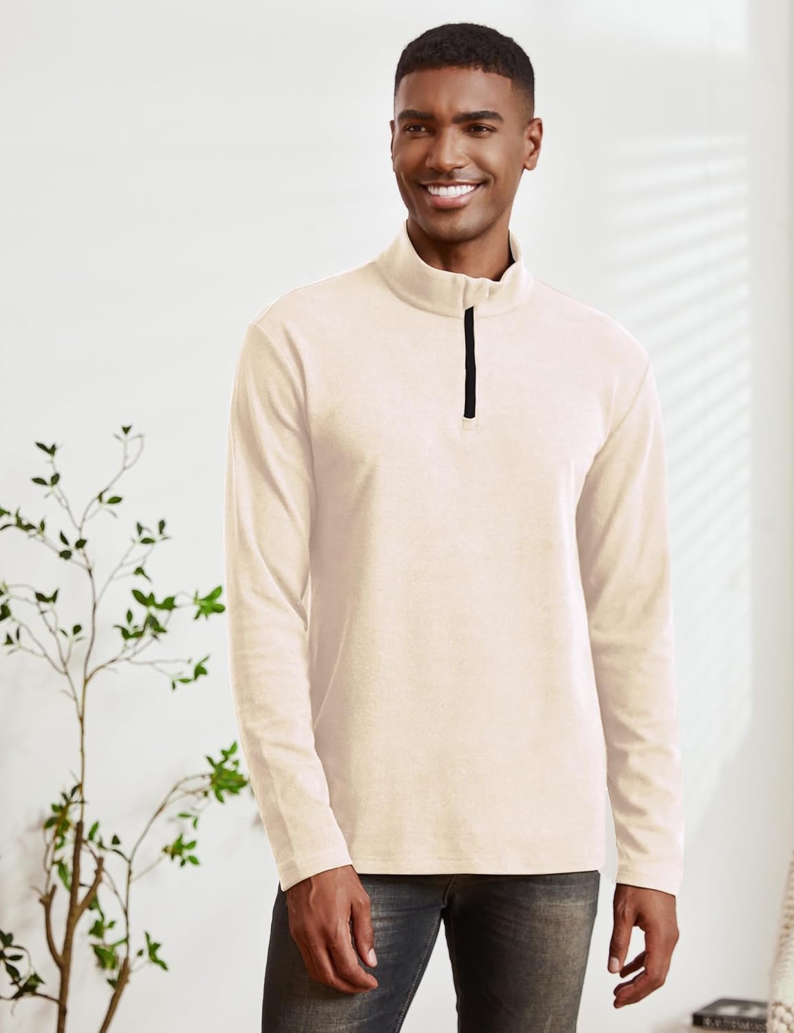 Men's Quarter Zip Pullover Fleece Lined Long Sleeve Golf Shirts for Men Thermal 1/4 Half Zip Sweatshirts - Image 3