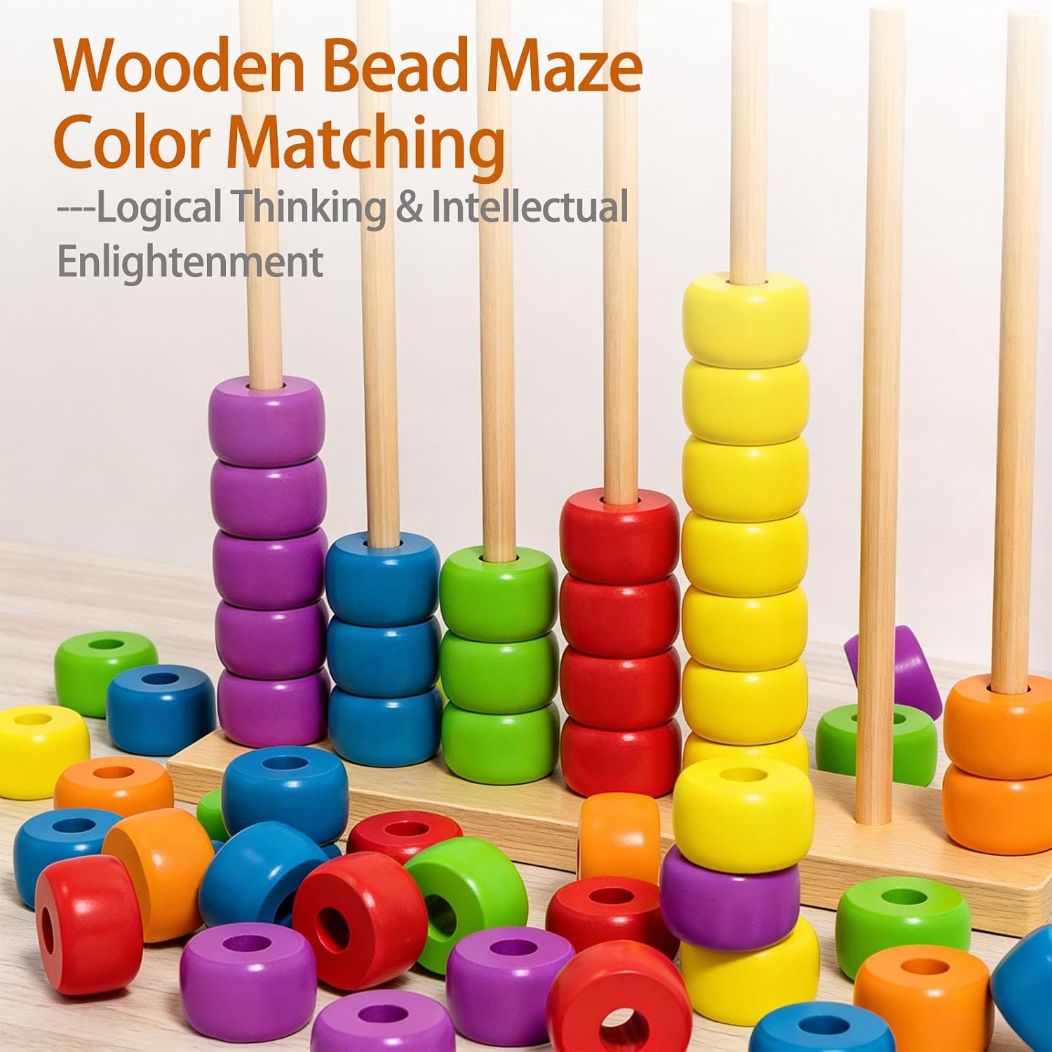 Color Pile up Challenge,Wooden Color Matching Stacking Puzzle for 2 Players.Fast-paced Pattern Ring Stack Game for Adults,a Competitive Tabletop Brain Teaser Perfect for Family Game Night. (2pcs)