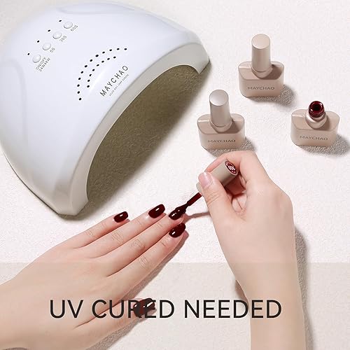 Miniatura 2 de MAYCHAO Esmalte de uñas de gel de 0.5 onzas líquidas, 1 unidad de esmalte de uñas rojo cereza profundo, esmalte de uñas en gel para remojar UV LED