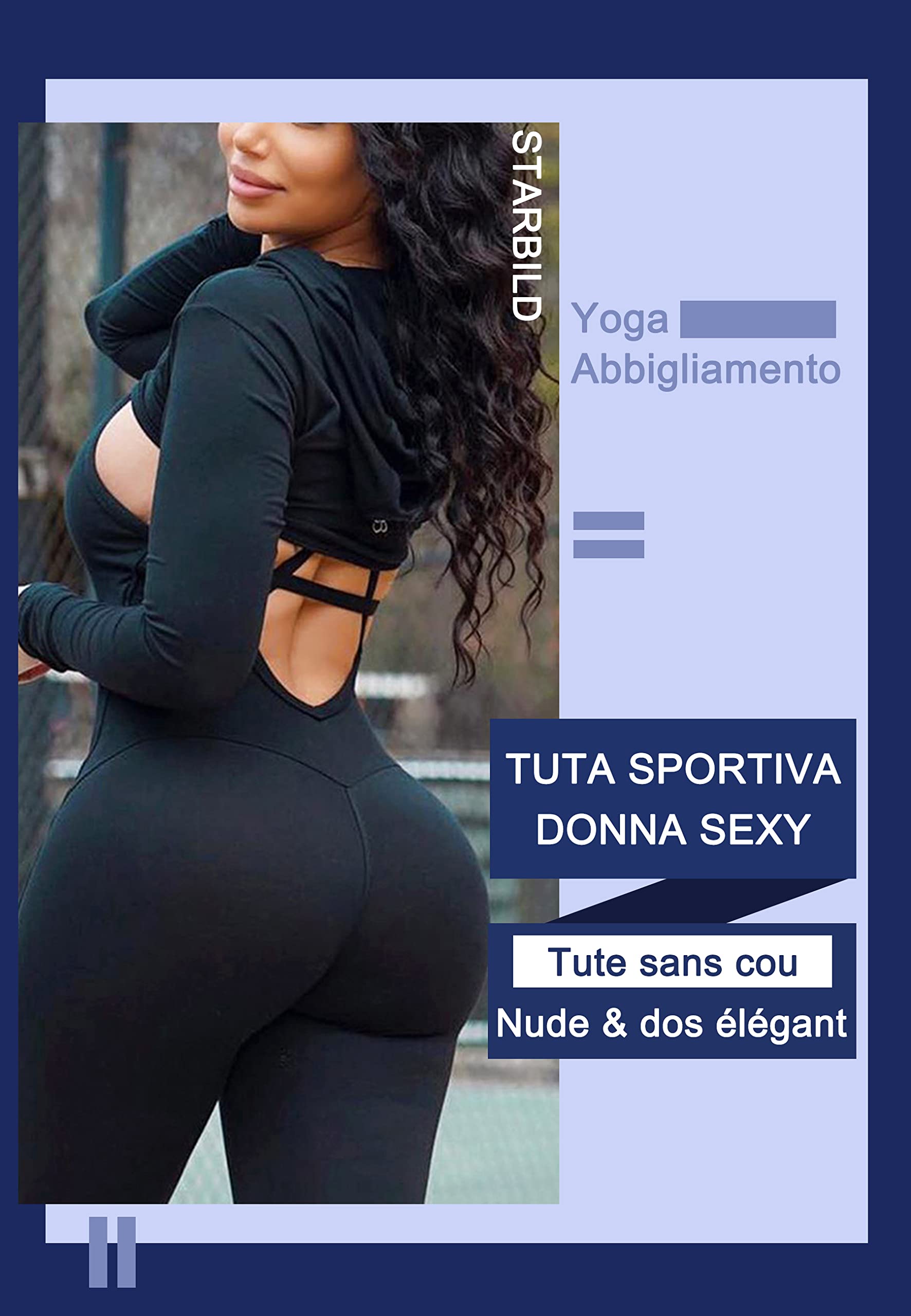 STARBILD Tuta Intera Donna Anti-Cellulite, Jumpsuit Sportiva Push Up Sexy, Completo per Yoga Palestra